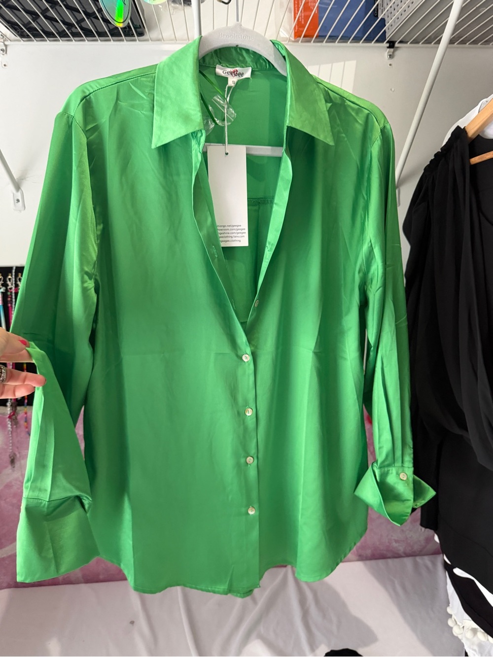 Bright Green Women's Button-Up Blouse